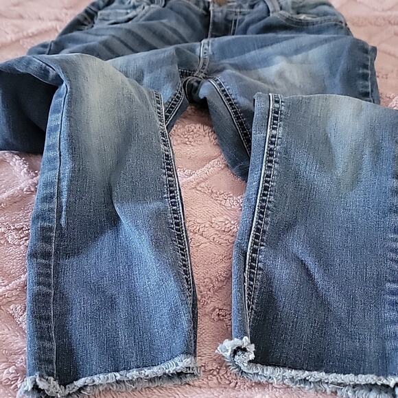 Imperial Star Blue Distressed Skinny Jeans Size 12 Girls Adjustable Waist Tab - Picture 5 of 6